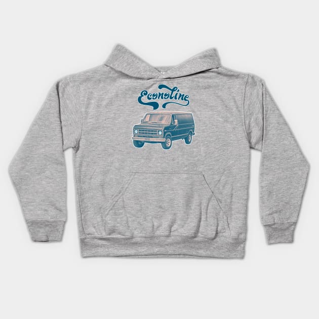 Vintage Custom Econoline Van / Faded Thrift Style Retro Design Kids Hoodie by DankFutura